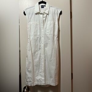 GAP Crisp White Button-Down Shirt Dress
